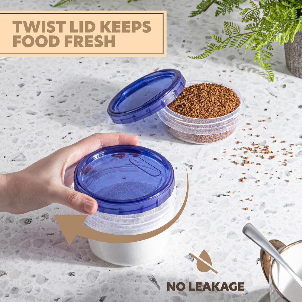 PLASTICPRO 24 Pack Twist Top Containers Assorted Sizes Plastic Food Storage C...