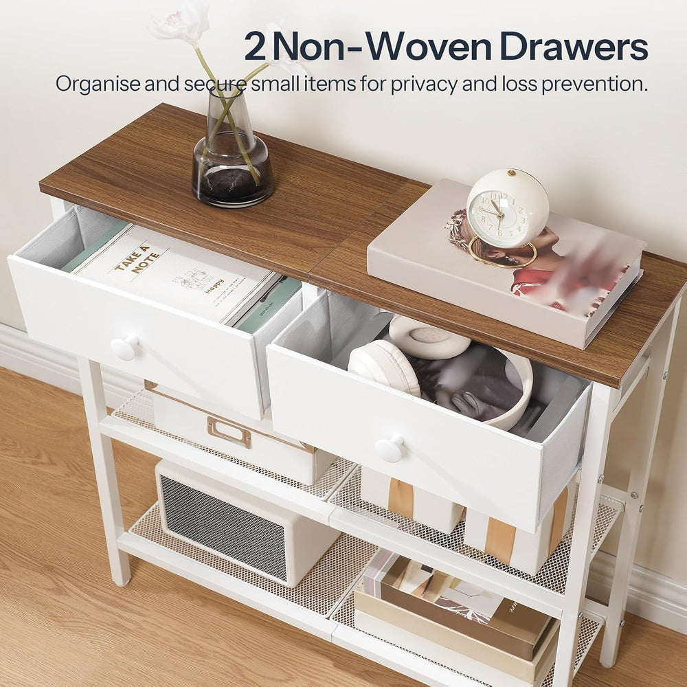 HOOBRO 29.5" Narrow Console Table with 2 Fabric Drawers, Sofa Table, Sma...