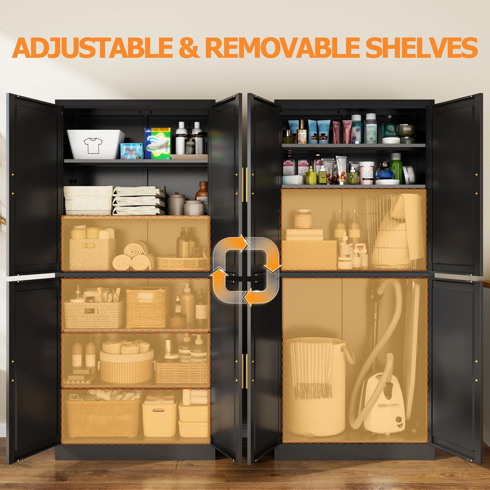 Wanfu 71" Tall Pantry Cabinet, Metal Kitchen Pantry Cabinet with 4 Doors...