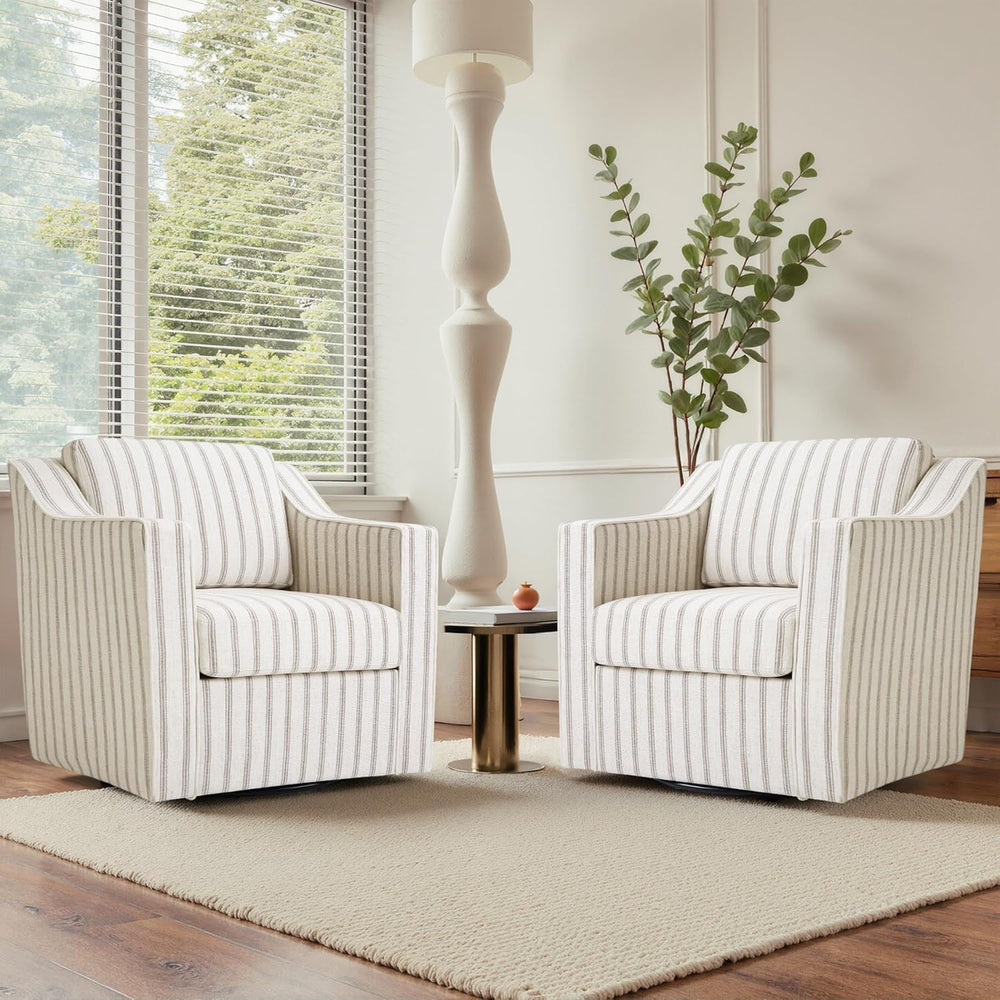 Swivel Accent Chair Set of 2, Fabric Upholstered Arm Chair for Living Room, M...