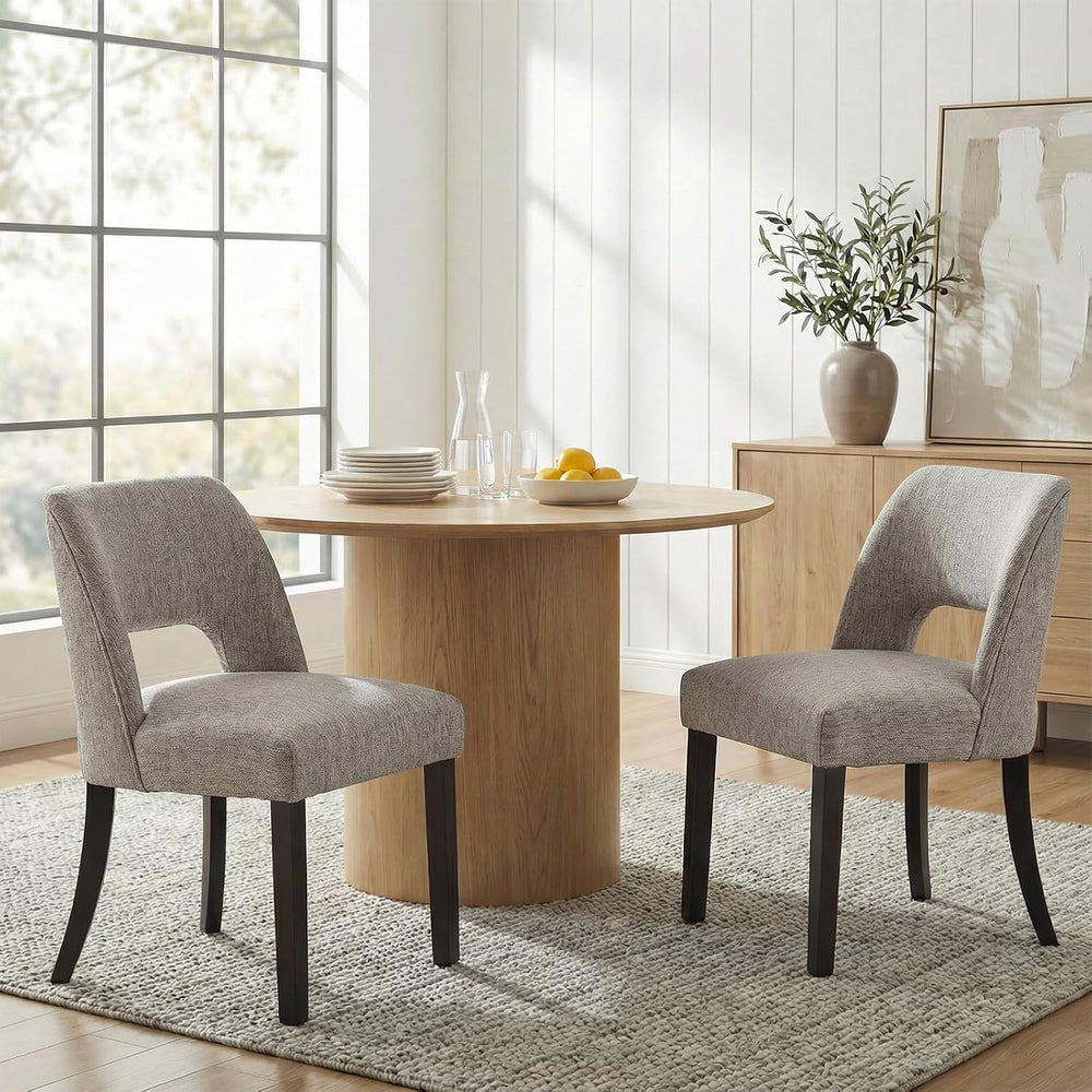 keoni Wooden Dining Chairs Set of 6, Mid Century Modern Upholstered Dining Ro...
