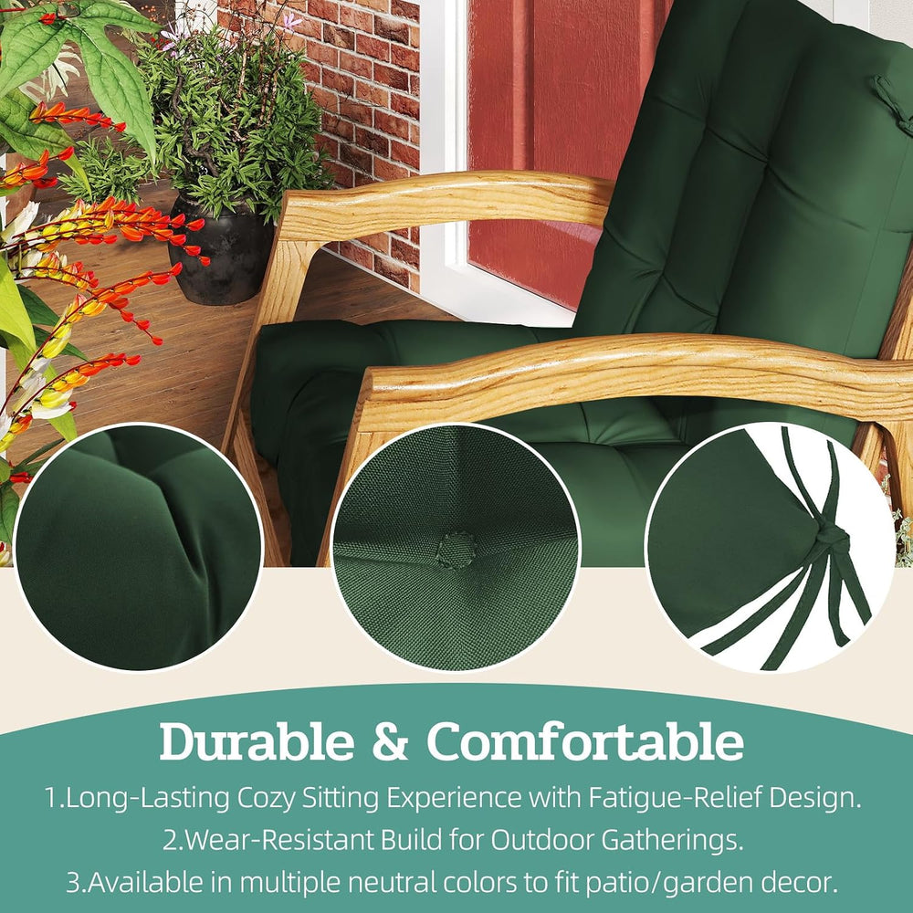 Outdoor Chair Cushions 42x21x4 Inch Set of 2, Dark Green