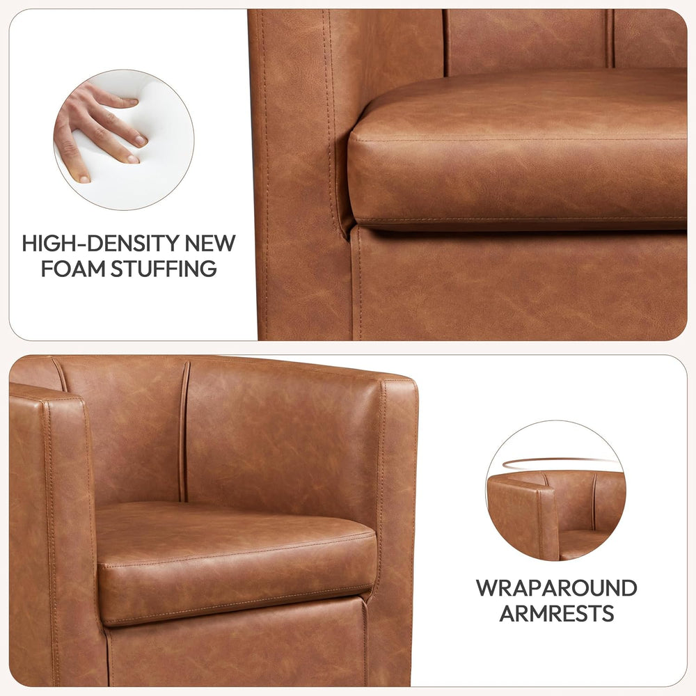 Yaheetech Barrel Accent Chairs Set of 2, Modern Armchairs, Brown