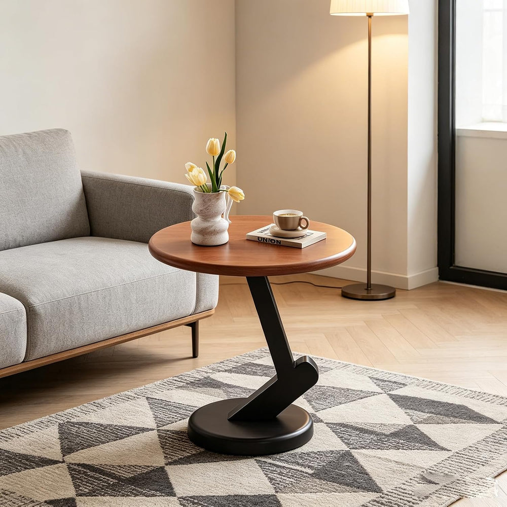 15.75 inch Solid Wood End Table, Round Size Table for Living Room | Sofa Side...