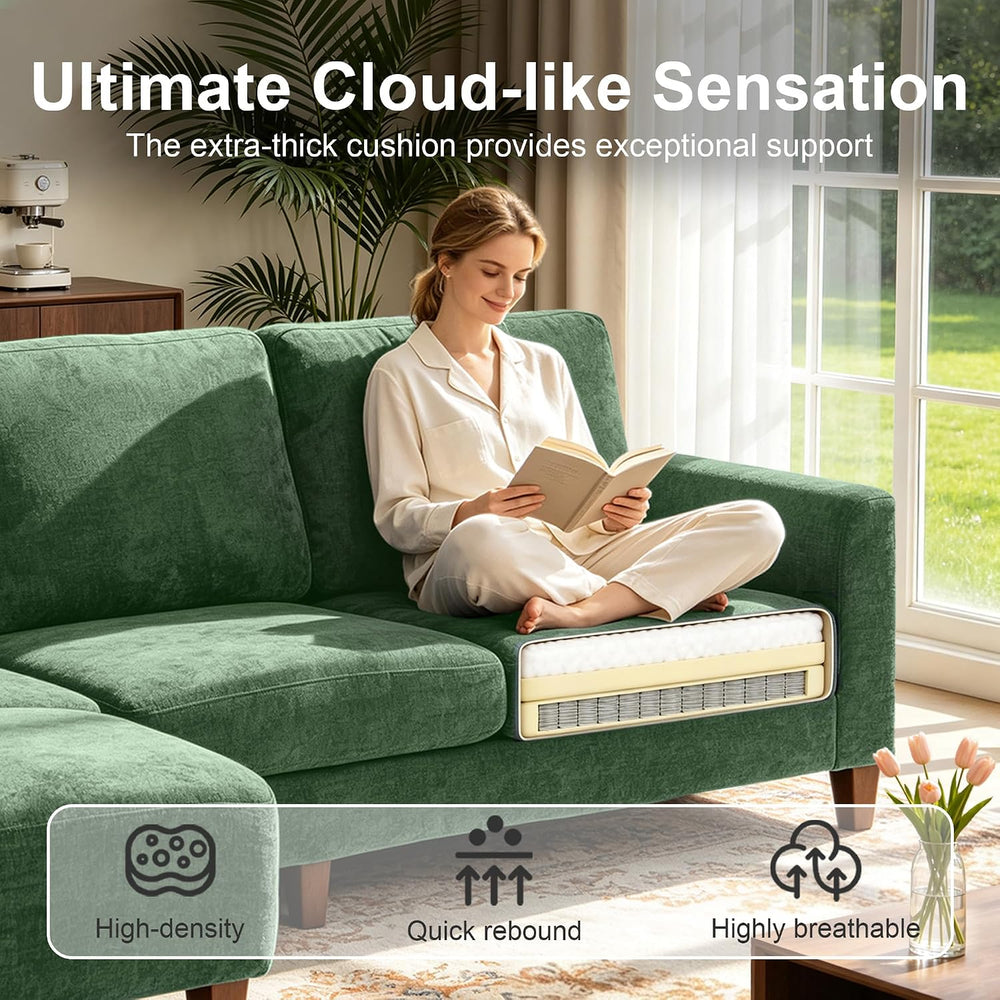L Shaped Sectional Couch for Living Room, Modular Small Sofa with Ottoman | 9...