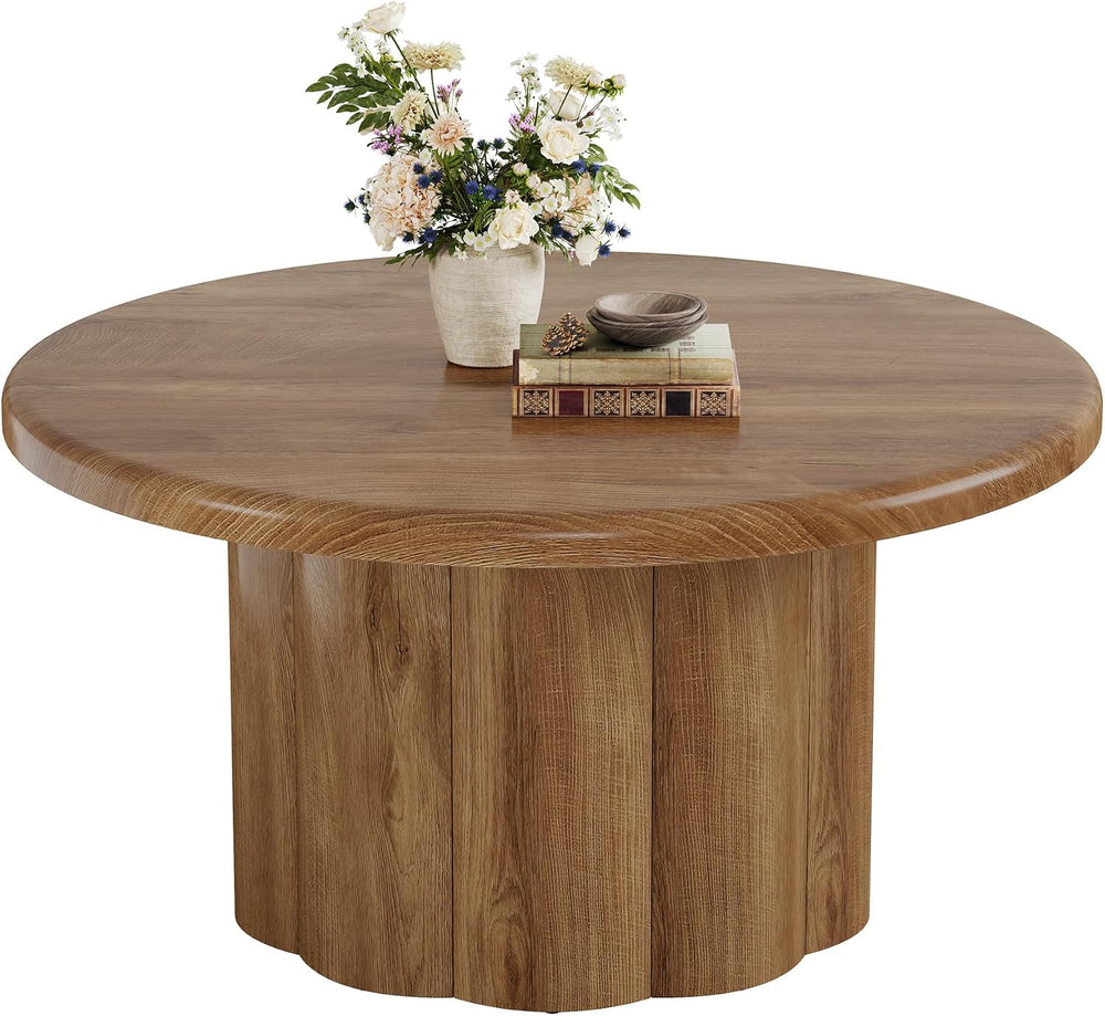 Tribesigns 31.5" Round Coffee Table for Living Room, Farmhouse Circle Ce...