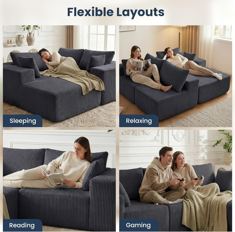 DUMOS 105" L-Shaped Sectional Couch, Left Facing Chaise | Upholstered Co...