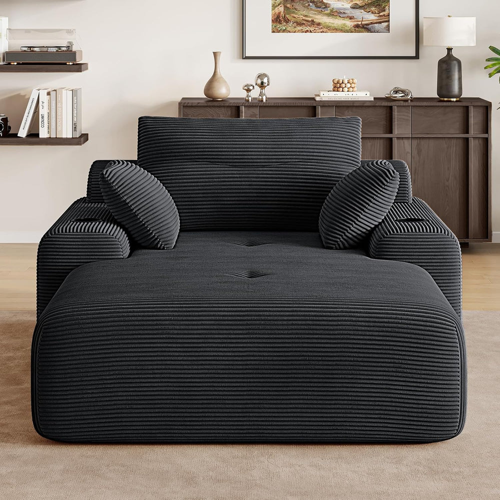 69” Oversized Chaise Lounge Chair Indoor, Soft Floor Chaise Lounge Reading Ch...