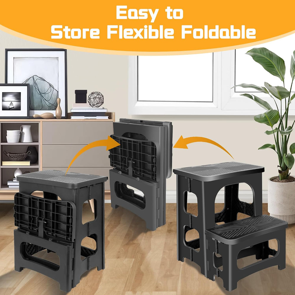 2 Stool Portable Footstool Multifunctional Collapsible, Anti-Slip | 300LB Cap...