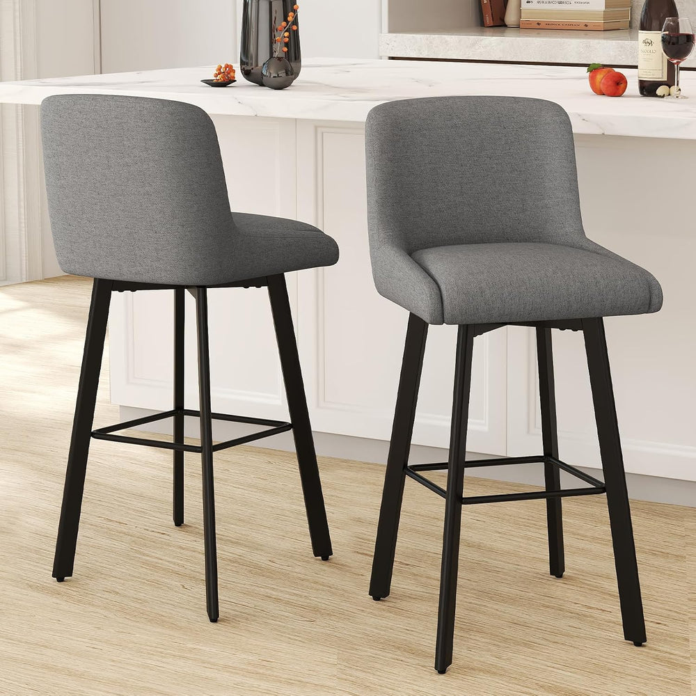 SAECKBERG Swivel Bar Stools Set of 3, 29''H Upholstered Barstools wit...