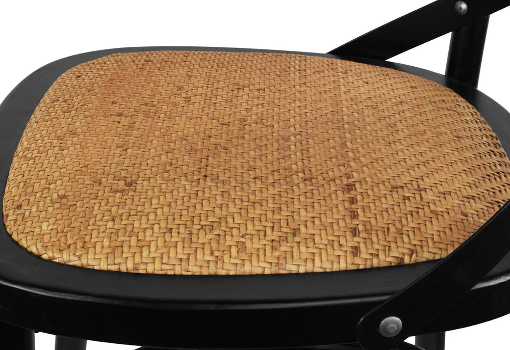 2xhome Wooden X Back Dining Chair | Woven Rattan Seat with Metal Cross Back |...