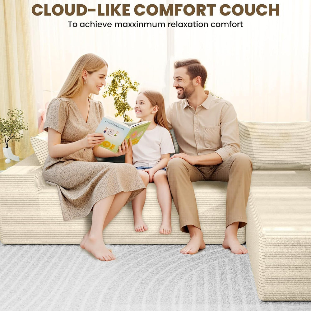 LEVELEVE 107" Cloud Sectional Couch with Deep Seat,Modern Modular Sofa w...