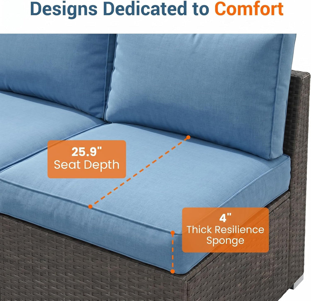 Wisteria Lane Outdoor Sofa, 2 Pieces Wicker Patio Furniture Set with Washable...