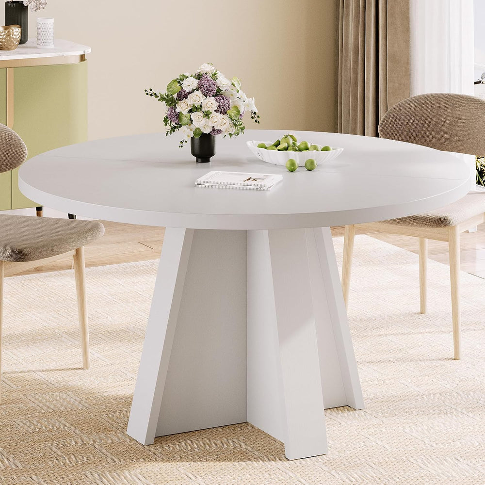 iPormis 47-Inch Round Dining Table for 4-6 People, Modern Wooden Kitchen Tabl...