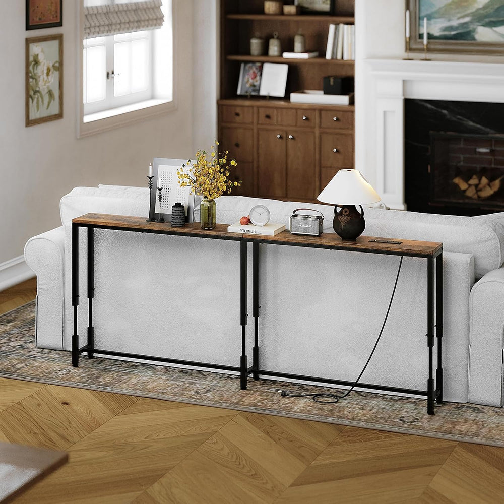 78.7" Behind Couch Table Adjustable Height 23.8~34.8" with Charging...