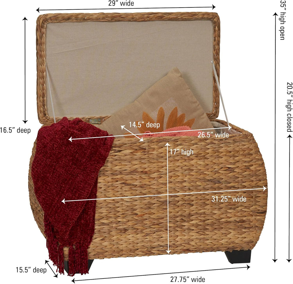 Household Essentials Large Curved Wicker Storage Chest with Liner | Water Hya...