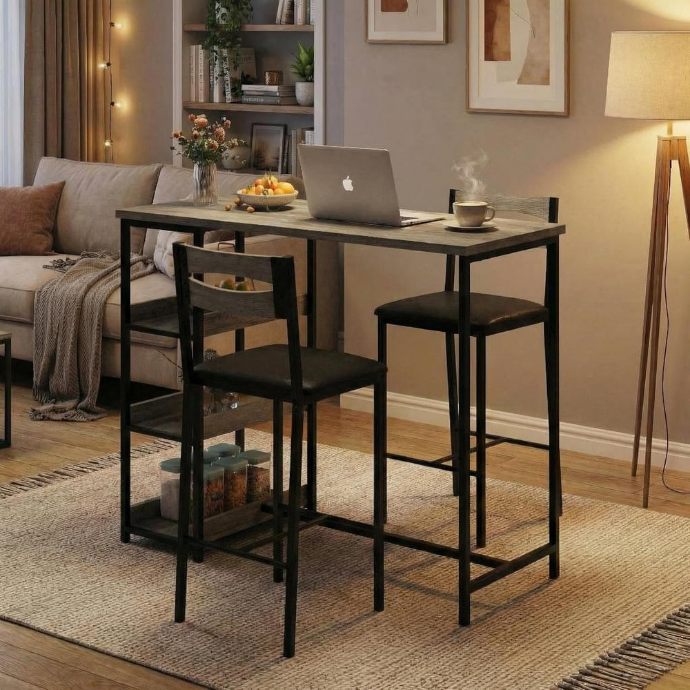GarveeHome Dining Table Set for 2, Wood Table with Upholstered Chairs | Kitch...
