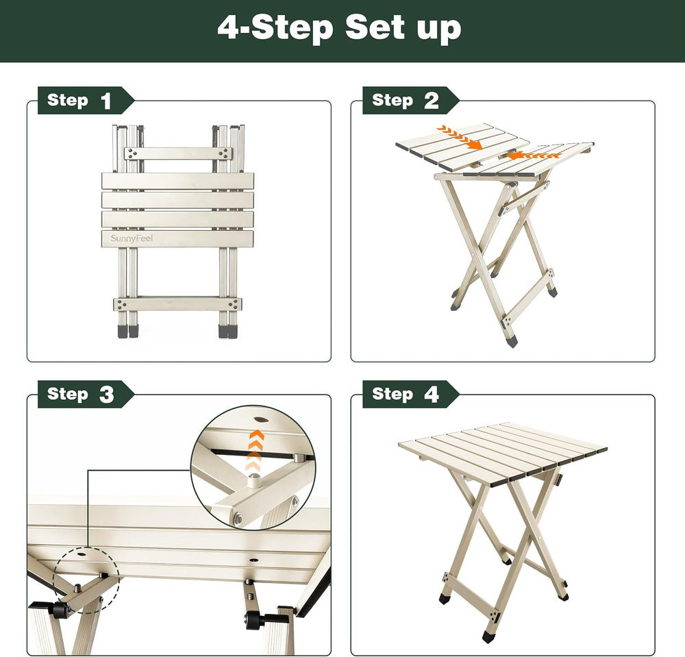 SUNNYFEEL Folding Camping Table - Lightweight Aluminum Portable Picnic Table ...