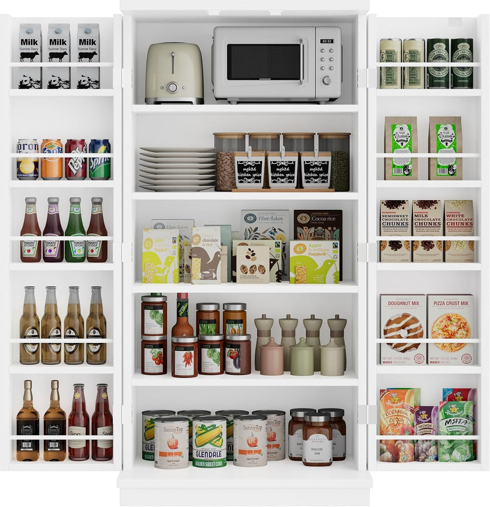 47in Kitchen Pantry Cabinet, Wood Kitchen Storage Pantry Cabinets Freestandin...
