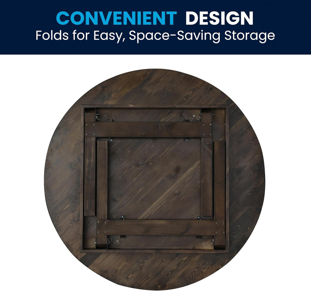 Flash Furniture Hercules Commercial Round Farmhouse Folding Table, Antique Ru...