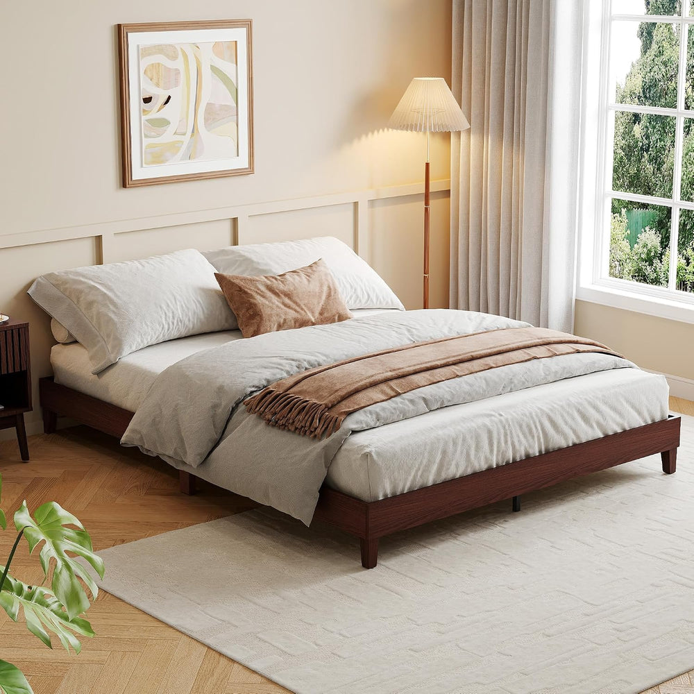 IDEALHOUSE Queen Size Bed Frame,9 Inch Natural Sturdy Wood Platform Bed