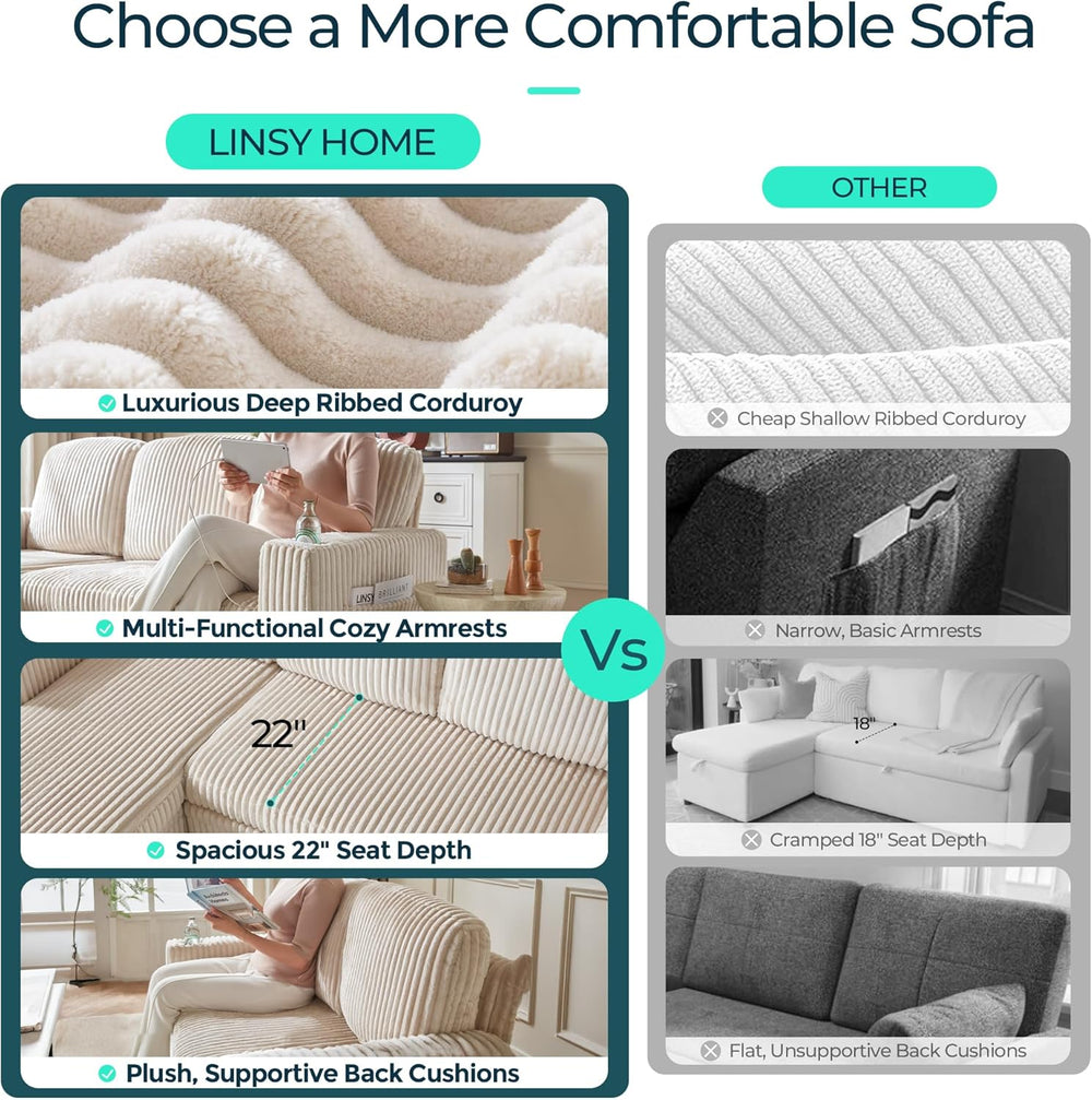LINSY HOME Sectional Couches for Living Room, 81" U Shape 6 Seats, Beige...