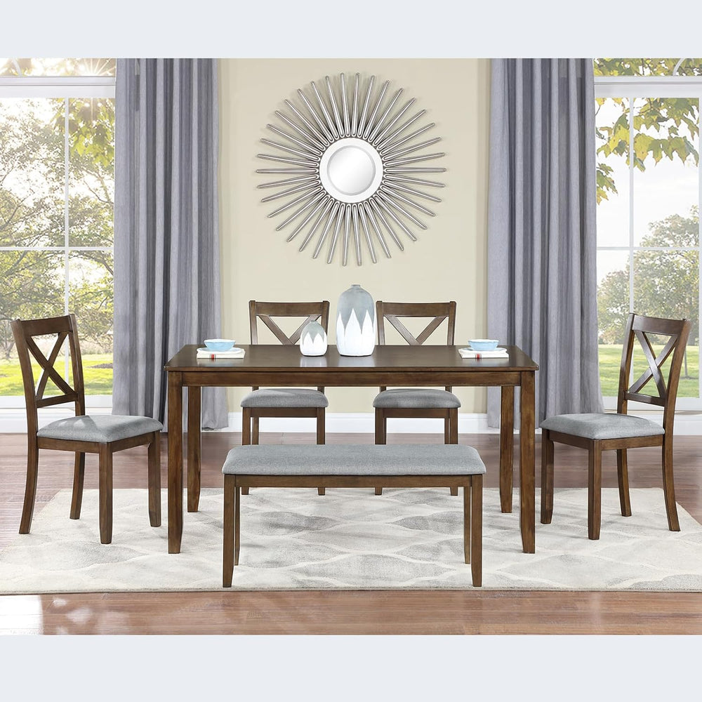 Harper & Bright Designs 6-Piece Dining Table Set with 4 Chairs and Bench,...