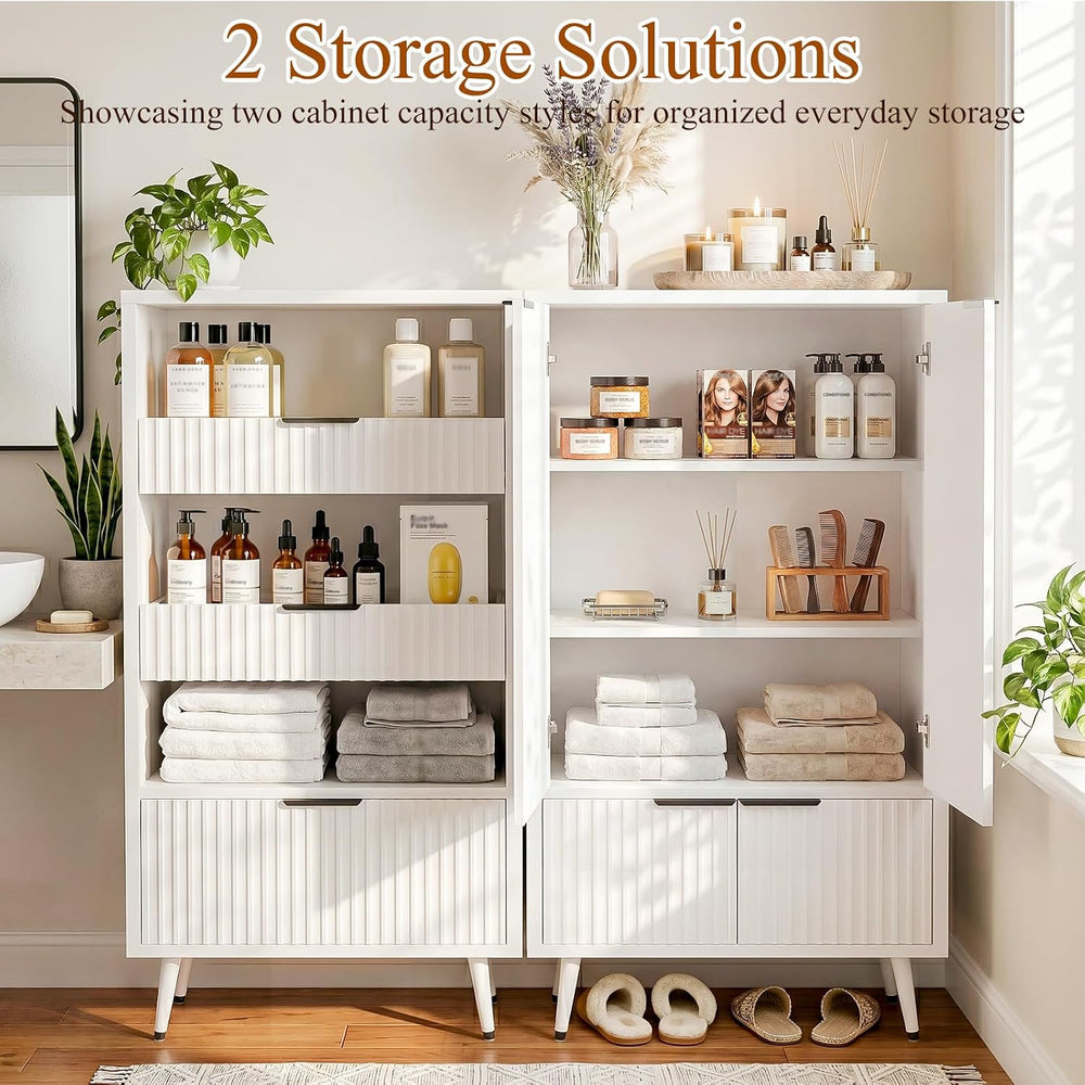 Bathroom Storage Cabinet, 51.2" H 5-Tier Freestanding Pantry Cabinet wit...