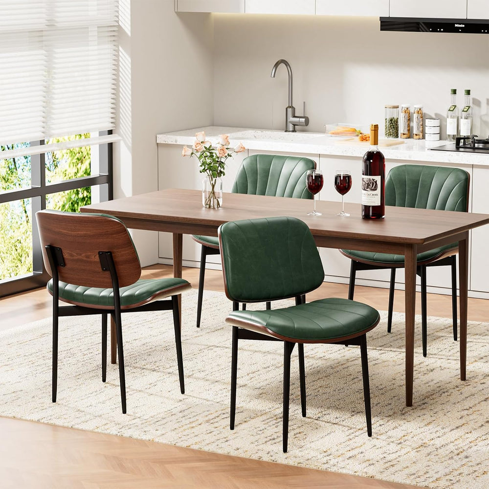 REONEY Dining Chairs Set of 2, Mid-Century Modern Kitchen Chairs, Green
