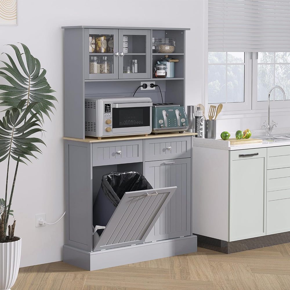 39.4" D*13.8" W*67.7" H Freestanding Kitchen Pantry with 2 Dra...