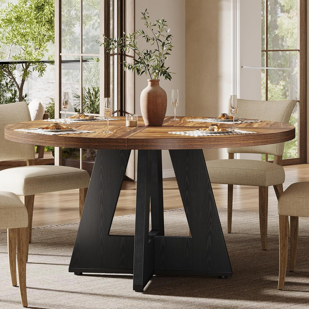 Tribesigns 47 inch Round Dining Table Wood Kitchen Table for Dining Room, 47&...
