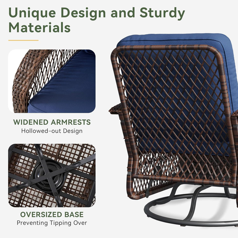 Aoxun 3 Pieces Patio Furniture Set, Patio Swivel Rocker Chairs Set of 2, Wick...