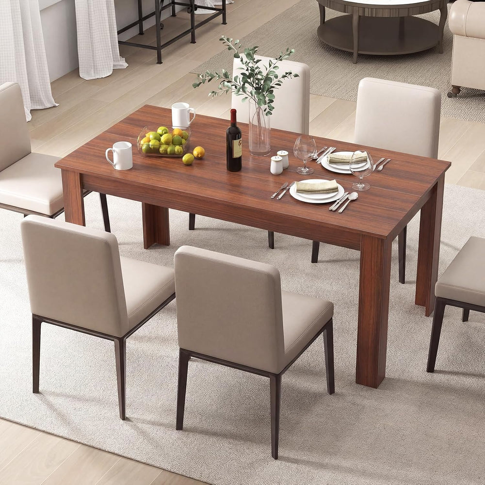 GOFLAME Dining Table for 4-6 People, 63” Modern Kitchen Table with L-Shaped L...