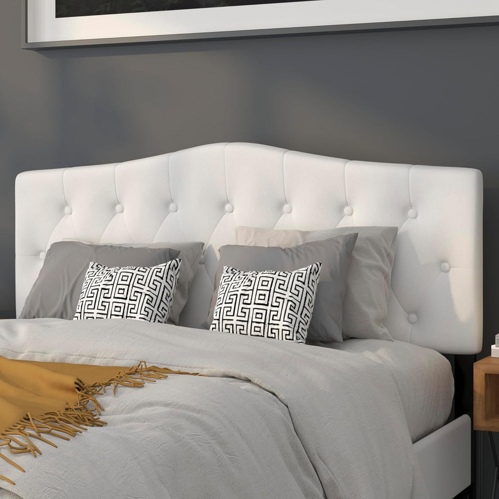 Flash Furniture Queen Tufted Fabric Headboard, White
