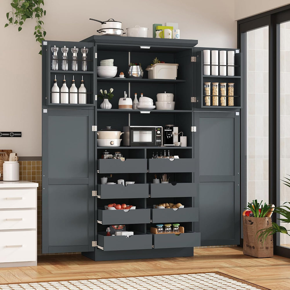 Polibi Freestanding Pantry Cabinet 35.5"x17.6"x70.9", Tall 4-D...