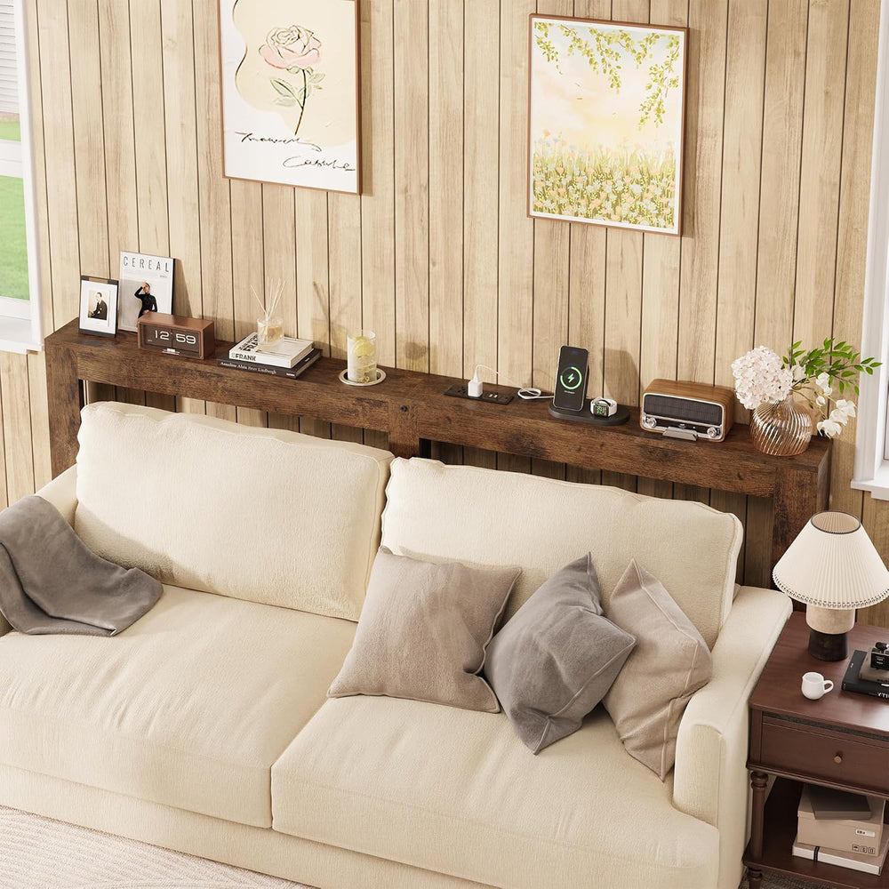 78.7" Behind Couch Table with Power Outlet, Skinny Sofa Table with USB P...