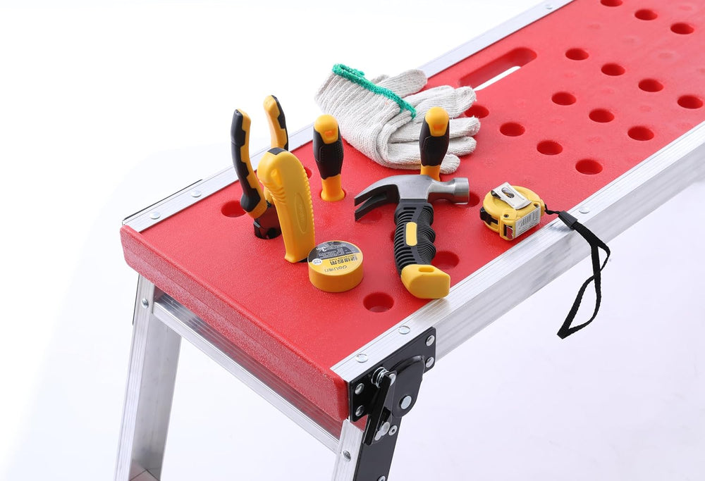 KINGRACK Folding Work Platform, Adjustable Step Ladder with Anti-Slip Feet