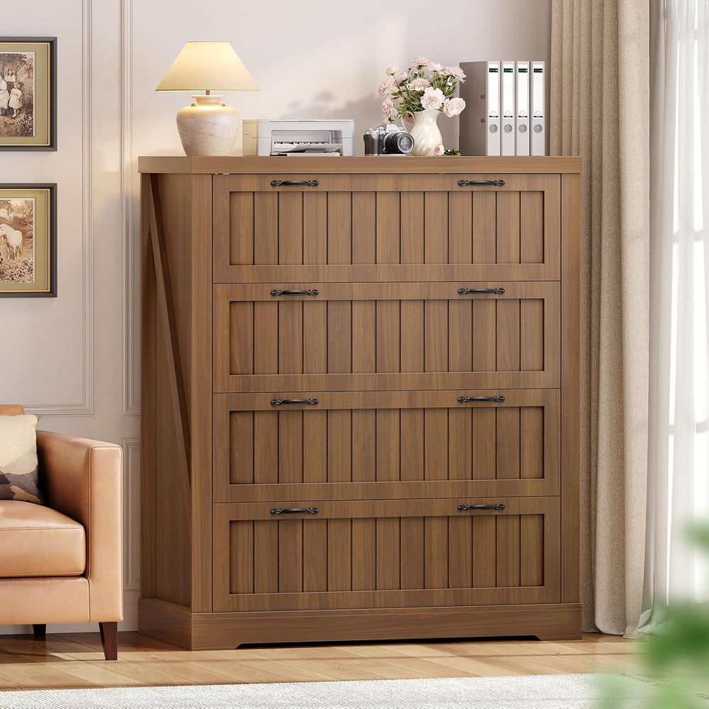 SEDETA Farmhouse 4 Drawer File Cabinet, Filing Cabinet for Home Office, Wood ...