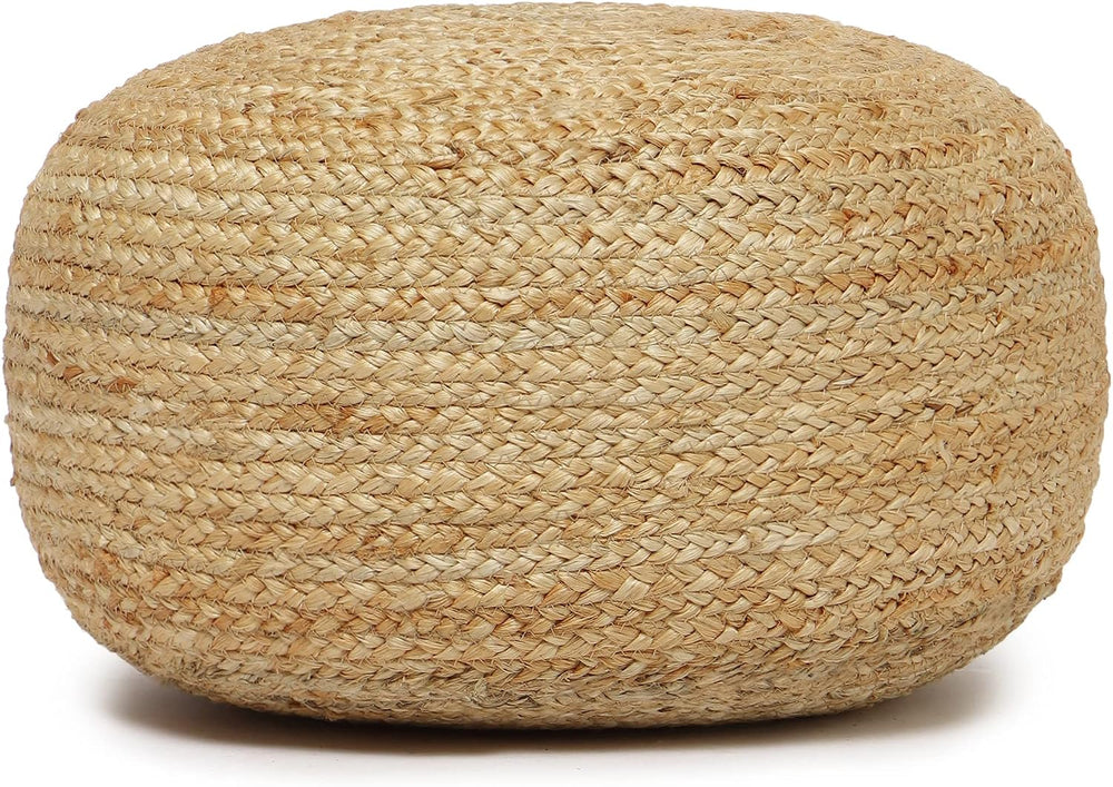 · REDEARTH · Jute Circular Low Pouf Ottoman - Boho Foot Stool - Natural | Jut...