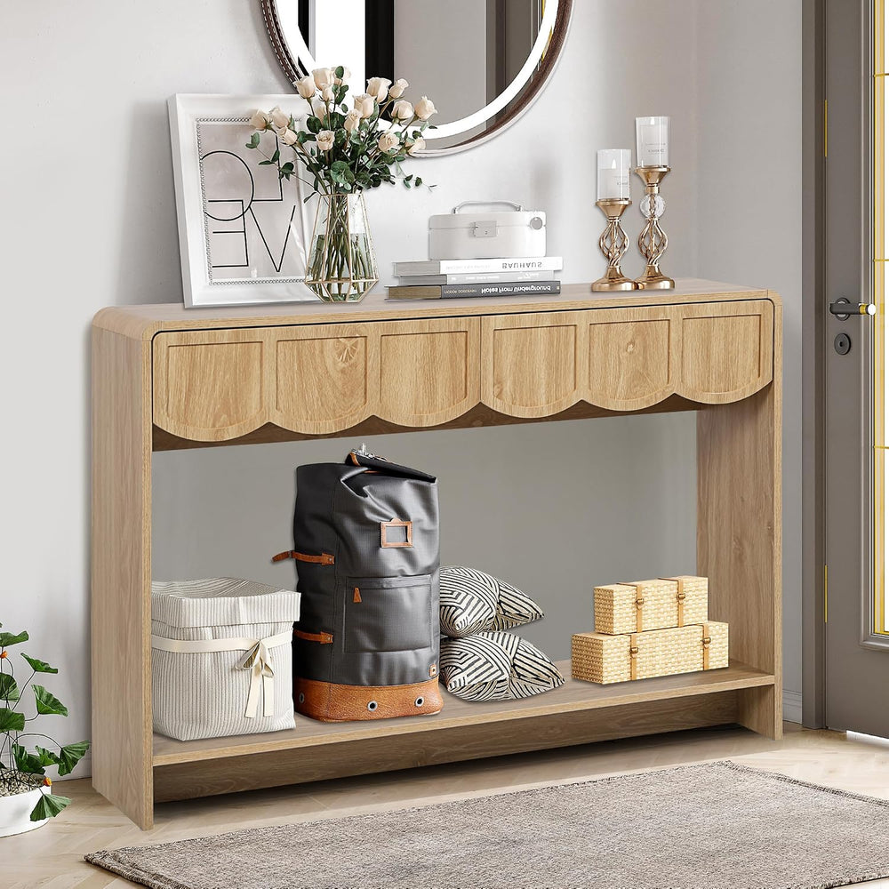 ORRD Console Table with Drawers, Mid-Century 43 Inches Narrow Entryway Table ...