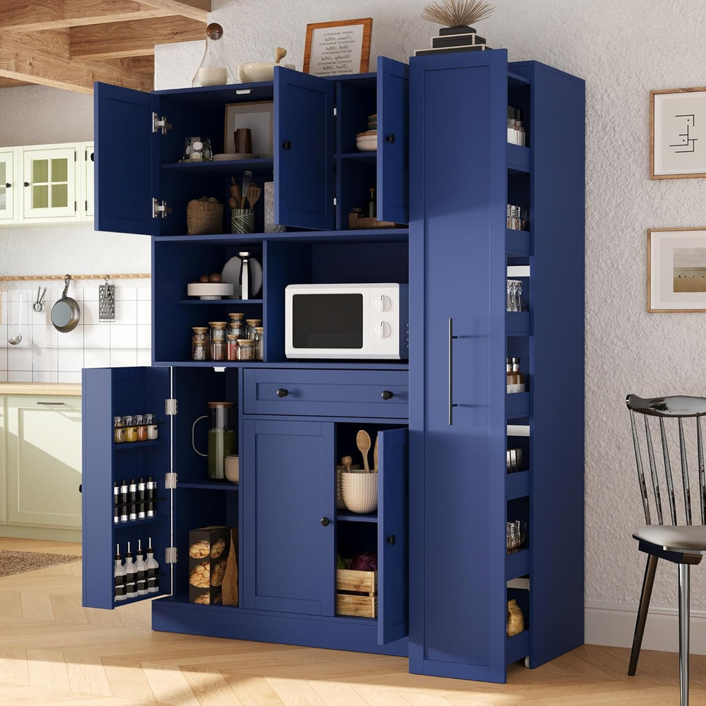 LUMISOL 70" Farmhouse Kitchen Pantry Storage Cabinet with Pull-Out Shelf...