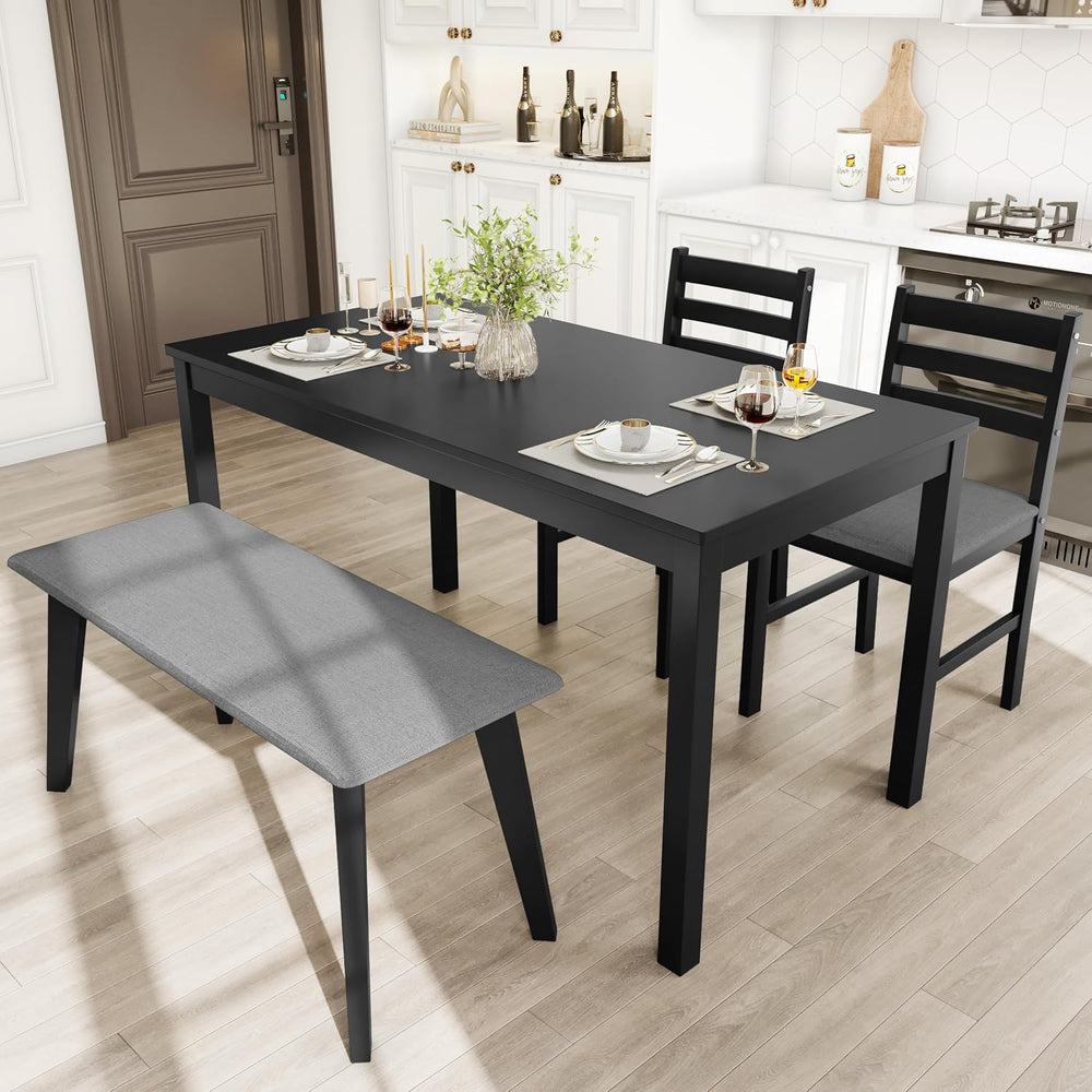 Dining Table Set for 4, Solid Wood Kitchen Table Chairs Set of 4, 43.3” Space...