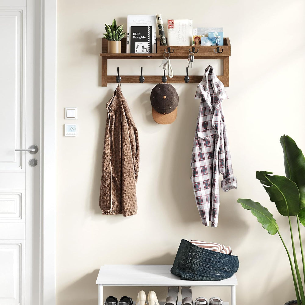AMBIRD Wall Hooks with Shelf, 26.57 Inch Entryway Wood Coat Hooks for Wall wi...