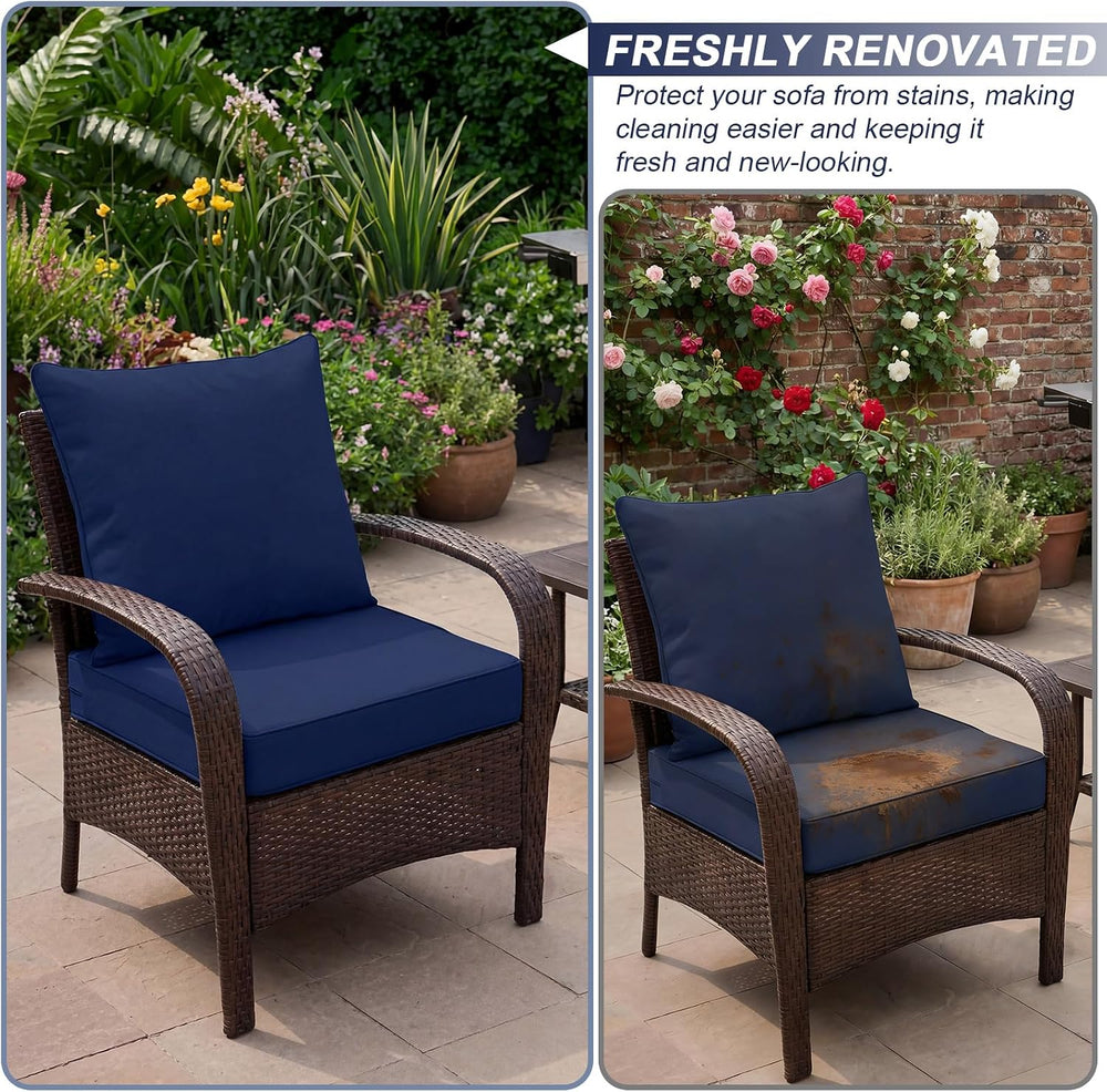 Tingjoo 4 Set 24x24x4 Inch Outdoor Seat Cushion Cover, Navy