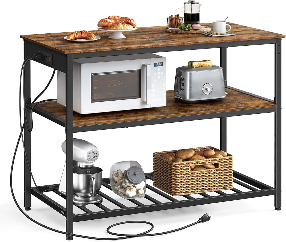 VASAGLE Kitchen Island with 3 Shelves, Storage Cabinet, Steel Structure | Kit...