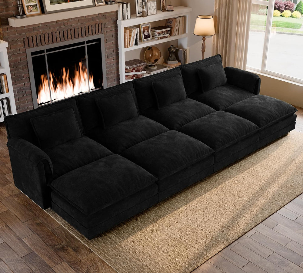 ELUCHANG 153" Oversized Modular Sectional Sofa, Comfy Chenille Cloud Cou...