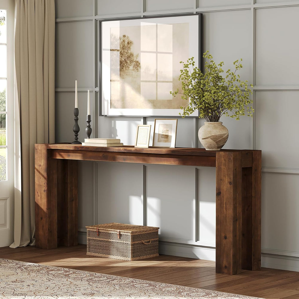 Solid Wood Console Table for Entryway, 70.9-Inch Extra Long Farmhouse Sofa Ta...