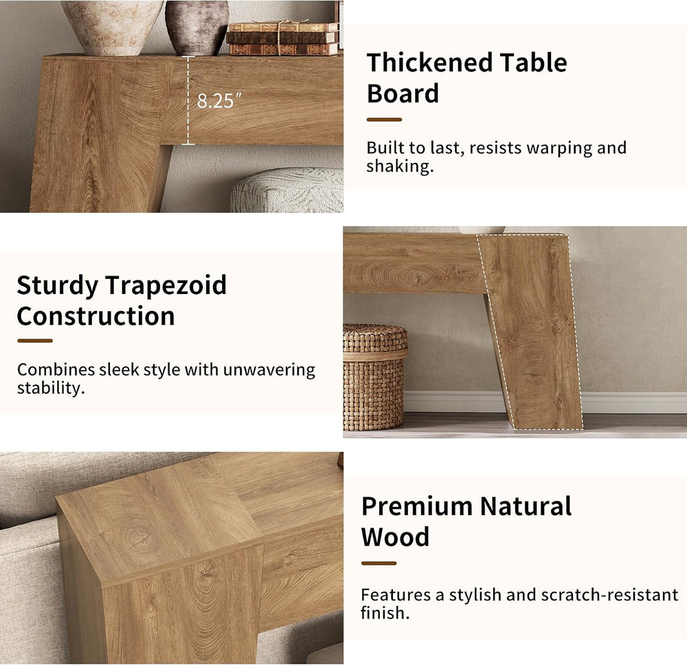 Epecoya 78-Inch Extra Long Sofa Console Table, Natural Oak Brown | Large Farm...