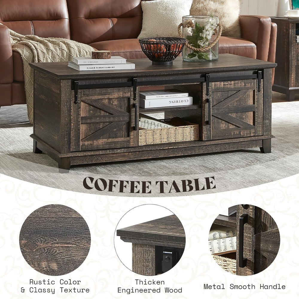 AMERLIFE Farmhouse 4-Piece Living Room Set, Entryway Console with Adjustable ...