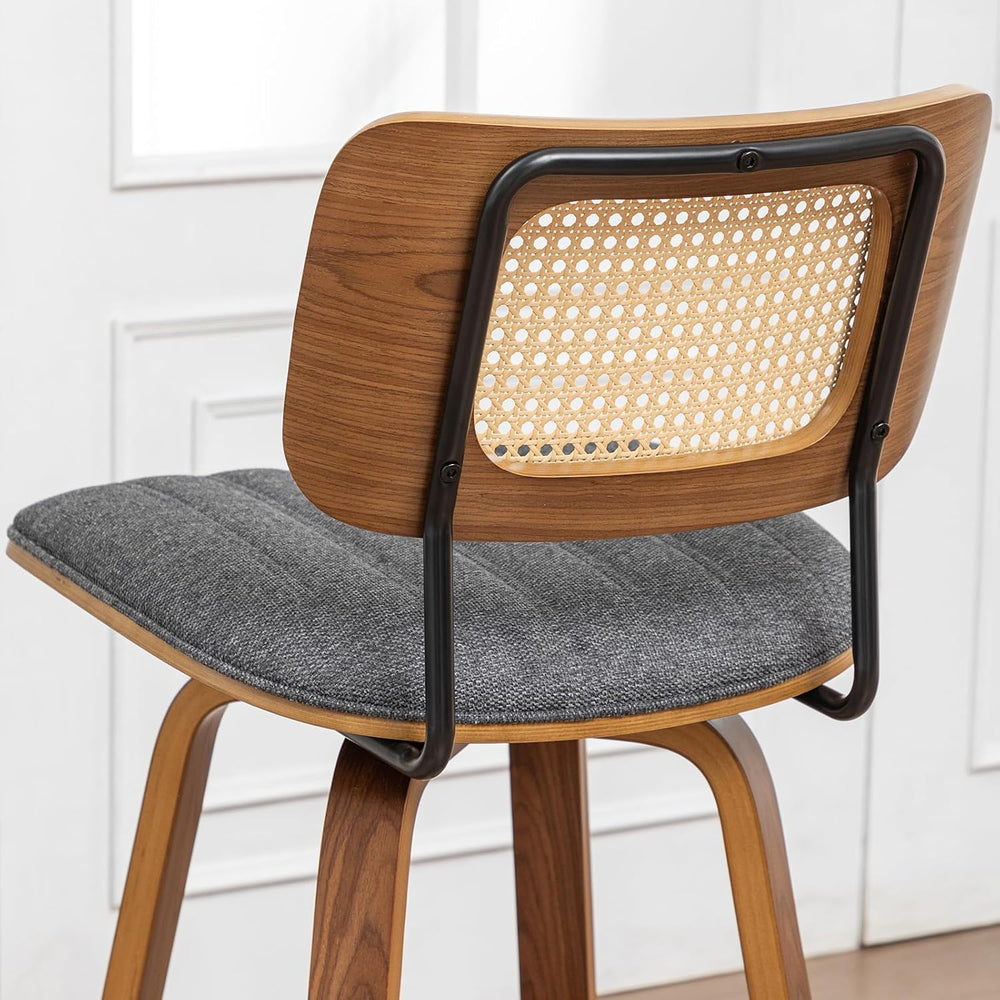 30 inch Kitchen Bar Stools, Mid Century Modern Rattan Swivel Bar Stools